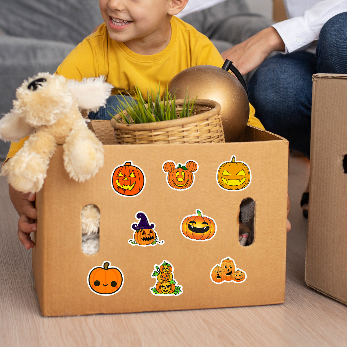 🎃 50pcs Halloween Pumpkin Stickers – Waterproof Vinyl Decals for Cars, Phones, Water Bottles & Holiday Decoration Kawaii Stickers