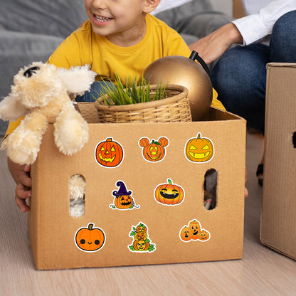 🎃 50pcs Halloween Pumpkin Stickers – Waterproof Vinyl Decals for Cars, Phones, Water Bottles & Holiday Decoration Kawaii Stickers