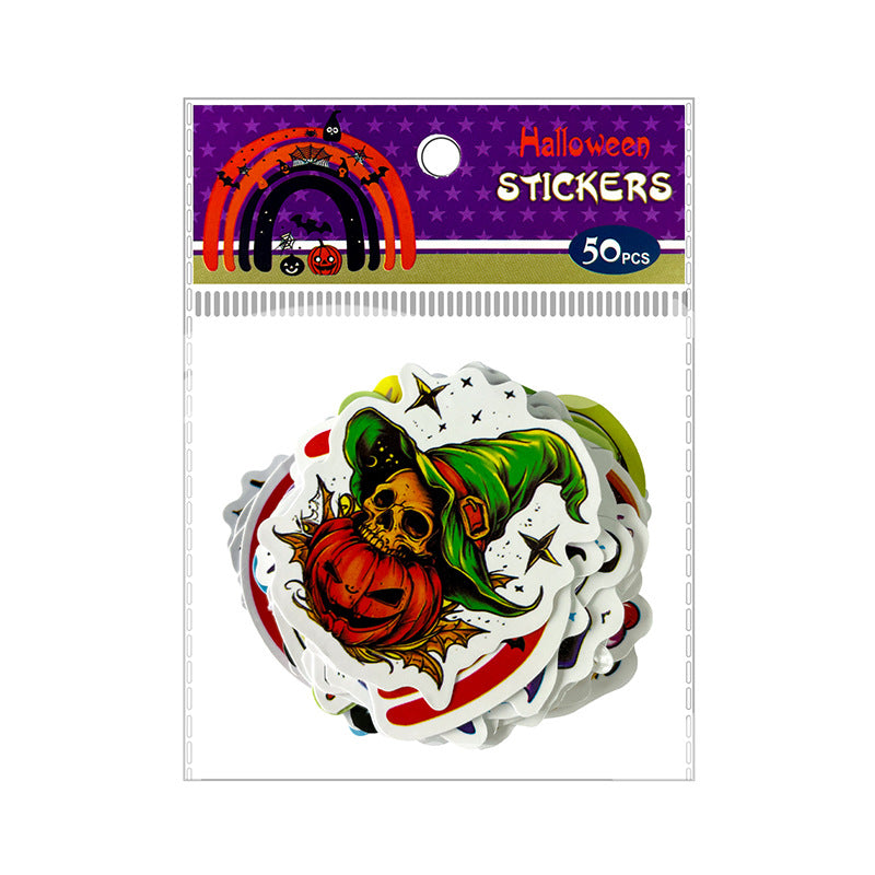 🎃 50 Halloween Stickers – Skulls, Pumpkins, Witches, Grim Reapers & Black Cats 🖤 Kawaii Stickers