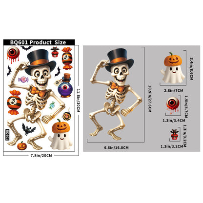 💀 Halloween Skull & Pumpkin Glass Window Stickers – Spooky Fun Decor 🎃 Kawaii Stickers