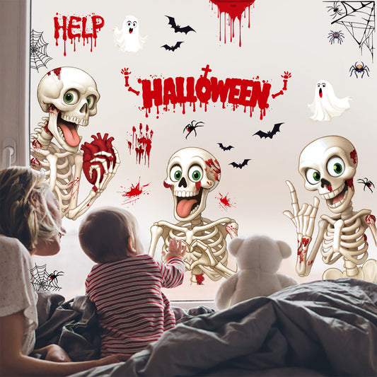 💀 Halloween Skeleton & Ghost Window Stickers – Spooky Fun for Your Home 🎃 Kawaii Stickers