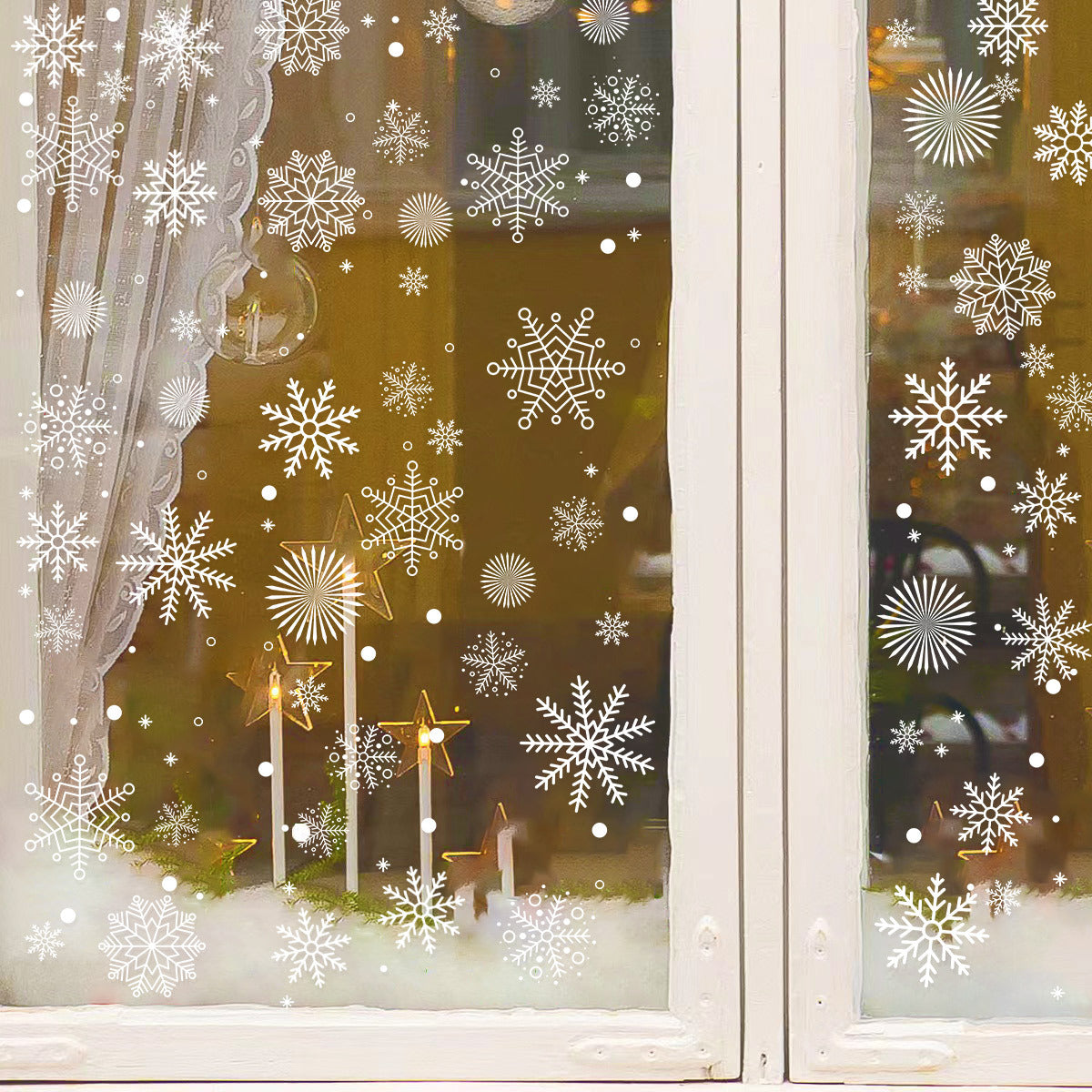 Snowflake Window Stickers ❄️ White Christmas Snowflakes for Glass Windows | Double-Sided Static Cling Snowflake Stickers Window Decor Kawaii Stickers