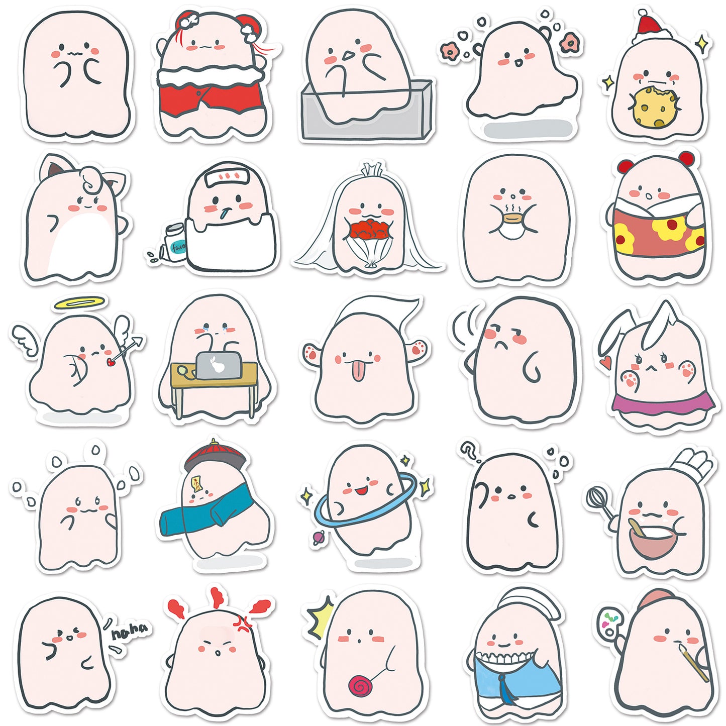 Halloween Stickers  Cute Ghost Graffiti Halloween Sticker (50pcs)