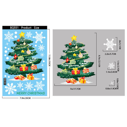 🎄 Christmas Stickers – Holiday Decorations with Christmas Tree, Snowman & Snowflake Window Clings 🎅 BQ551 Kawaii Stickers
