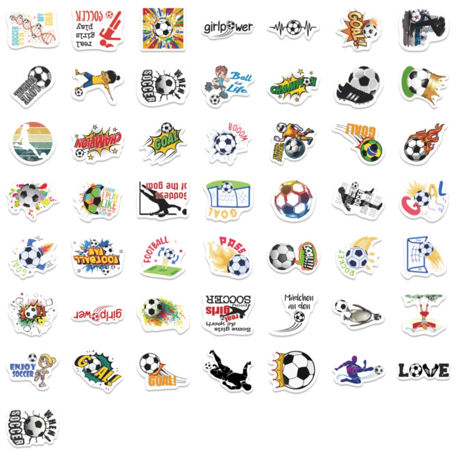⚽ 50pcs New Football Graffiti Stickers – Waterproof & Super Fun! 🎉 Kawaii Stickers