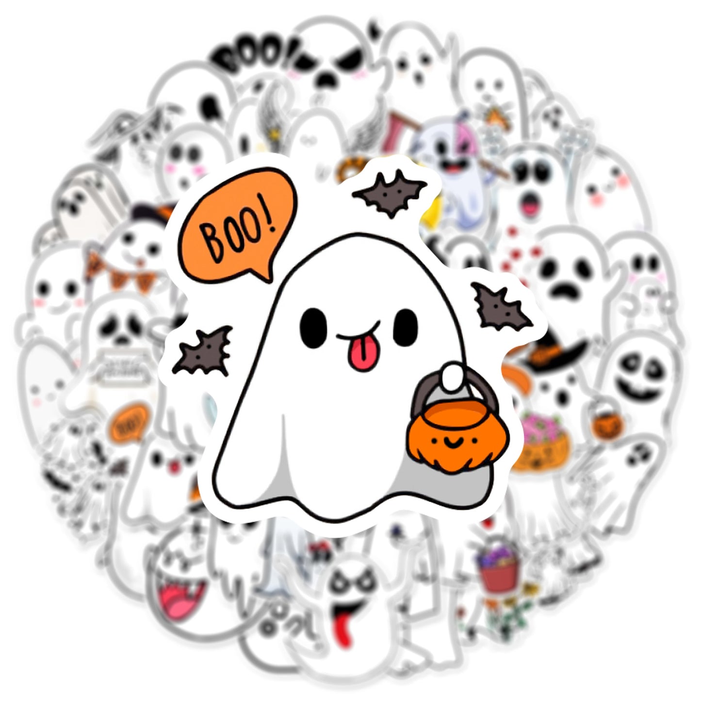 Halloween Stickers Kawaii Stickers Ghost Decals (50pcs)