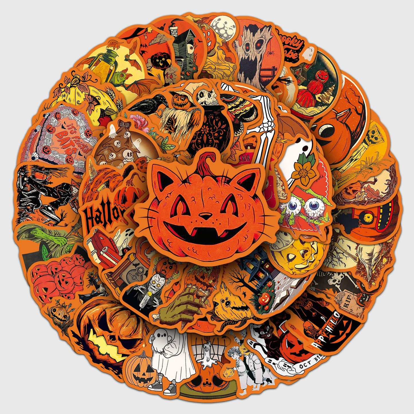 🎃 50 Pcs Vintage Halloween Stickers – Pumpkin Festival Decoration for Phone & Laptop 🎃✨ Kawaii Stickers
