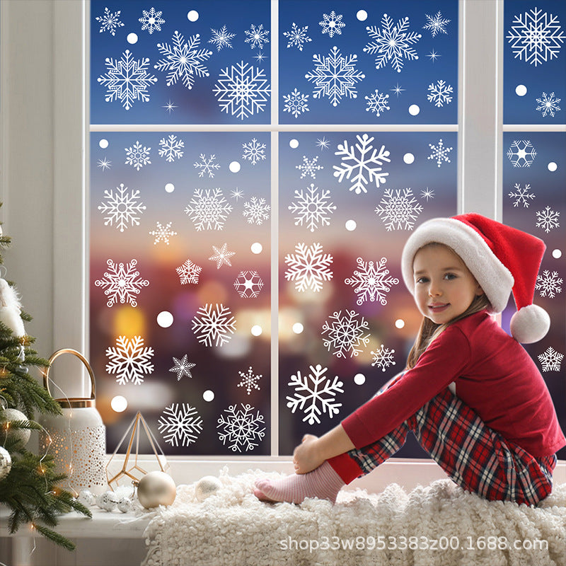 🎄 White & Blue Snowflake Window Stickers – Static Cling Christmas Window Decals for Holiday Decor 🎄 Kawaii Stickers