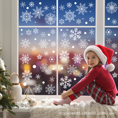 🎄 White & Blue Snowflake Window Stickers – Static Cling Christmas Window Decals for Holiday Decor 🎄 Kawaii Stickers