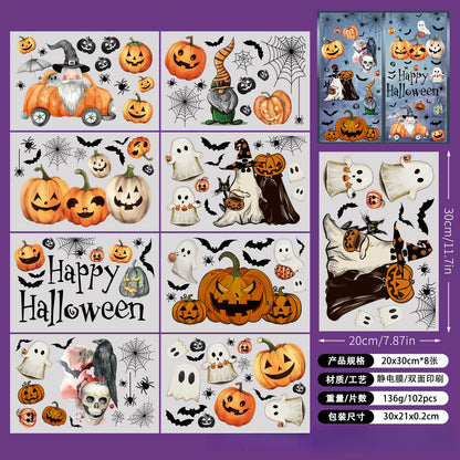 🎃 Halloween Window Stickers – Cute Pumpkin & Bat Static Clings for Glass Doors & Party Decor 👻🦇 Kawaii Stickers