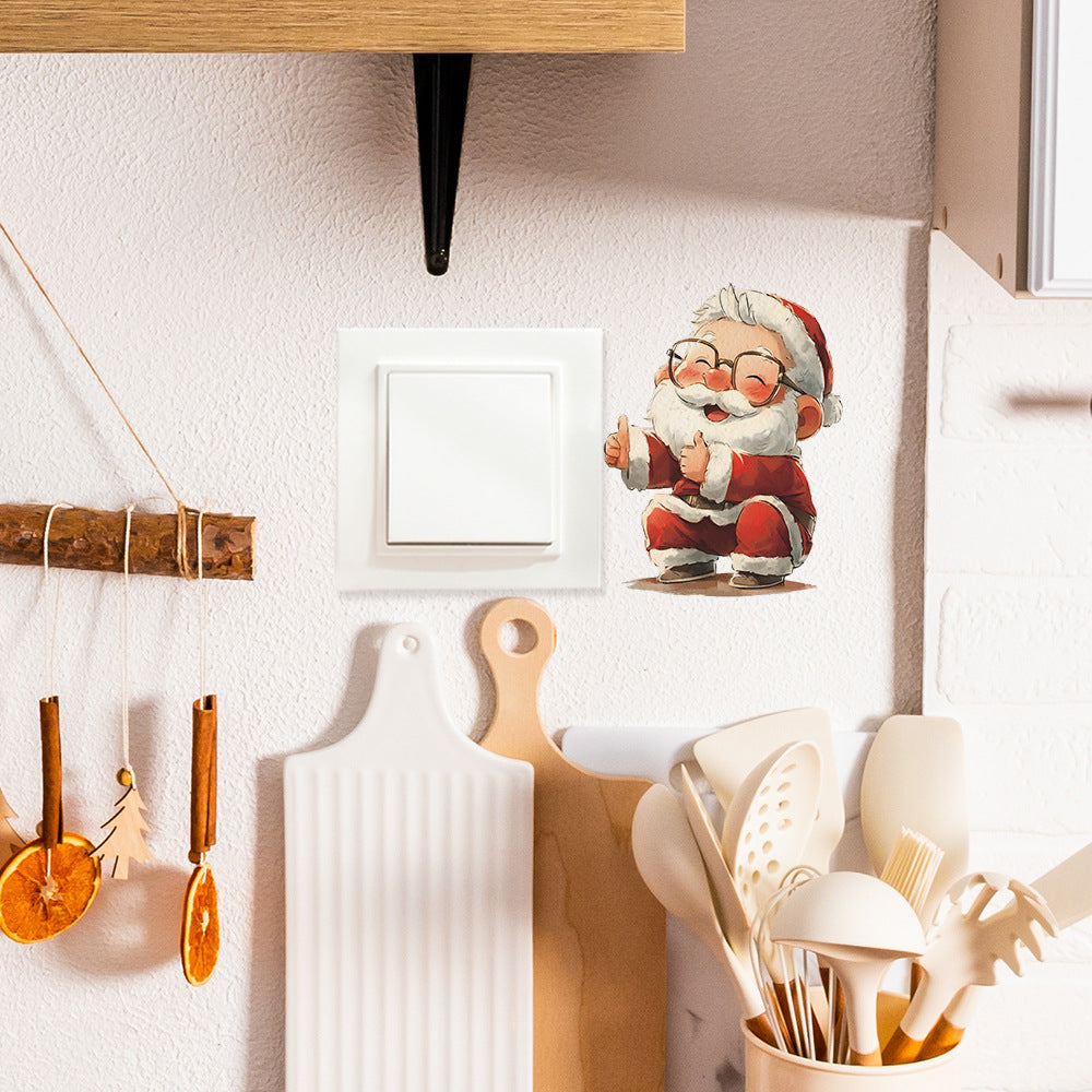 🎅 Thumbs-Up Santa Christmas Wall Stickers – Cute Self-Adhesive PVC Décor 🎄✨ Kawaii Stickers