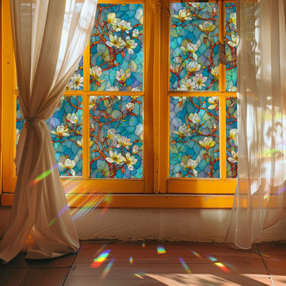 🌸 Holographic White Magnolia Branch Window Stickers – Bright & Elegant 🌸 Kawaii Stickers