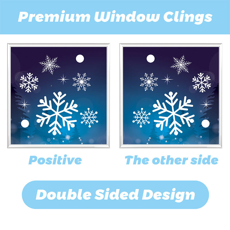 🎄 White & Blue Snowflake Window Stickers – Static Cling Christmas Window Decals for Holiday Decor 🎄 Kawaii Stickers