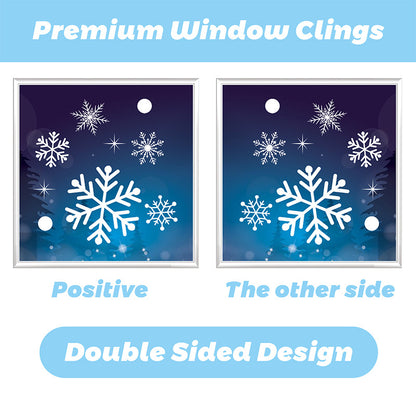 🎄 White & Blue Snowflake Window Stickers – Static Cling Christmas Window Decals for Holiday Decor 🎄 Kawaii Stickers
