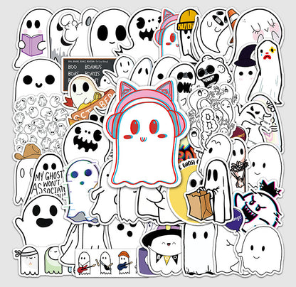 Halloween Stickers – Cute Ghost Decals for Laptops Bottles