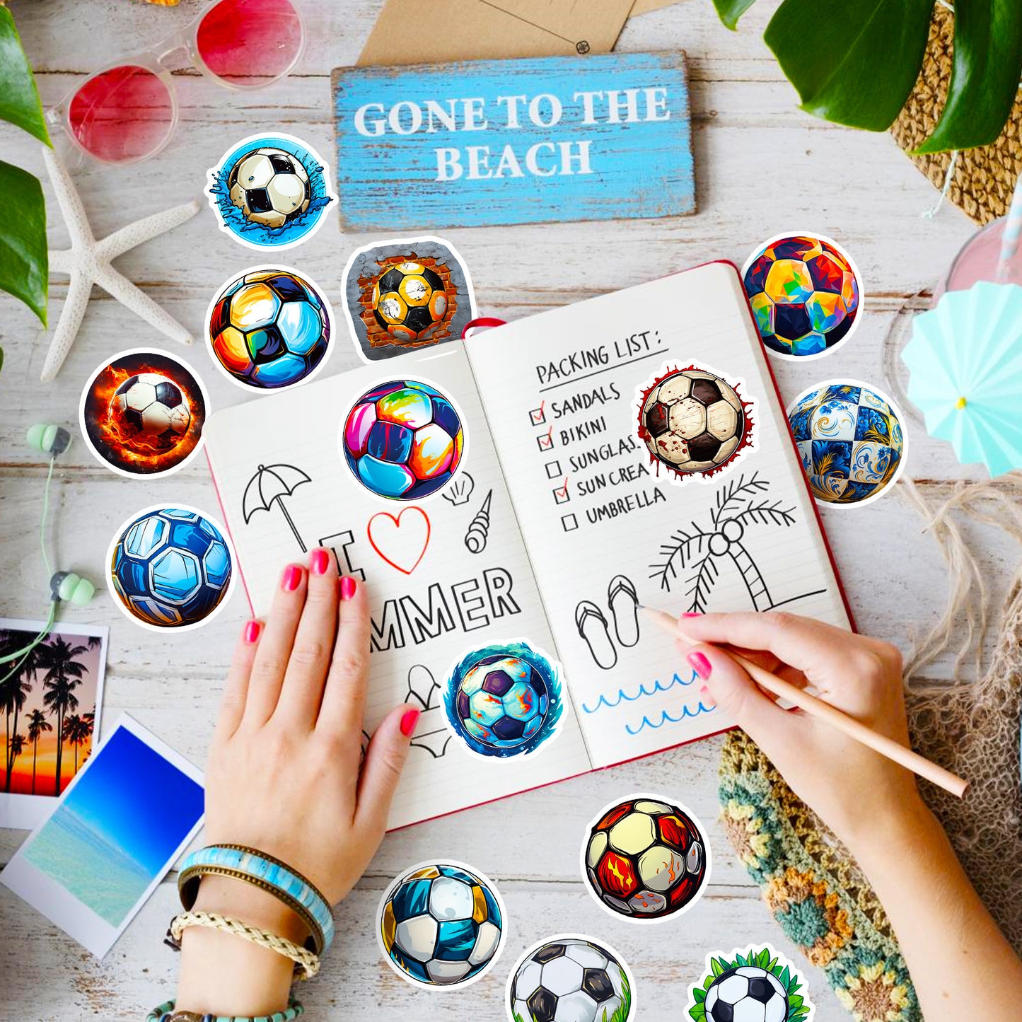 ⚽️ 50Pcs Football Stickers – Cool Waterproof PVC for Bottles, Laptops & More Kawaii Stickers