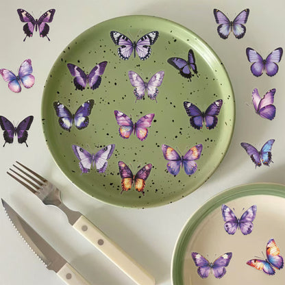 🦋🌈 50pcs Colorful Transparent Butterfly Stickers | Waterproof PET Stickers for Journals, Notebooks, Cups ☕, Guitars & DIY Crafts 🎨✨ Kawaii Stickers