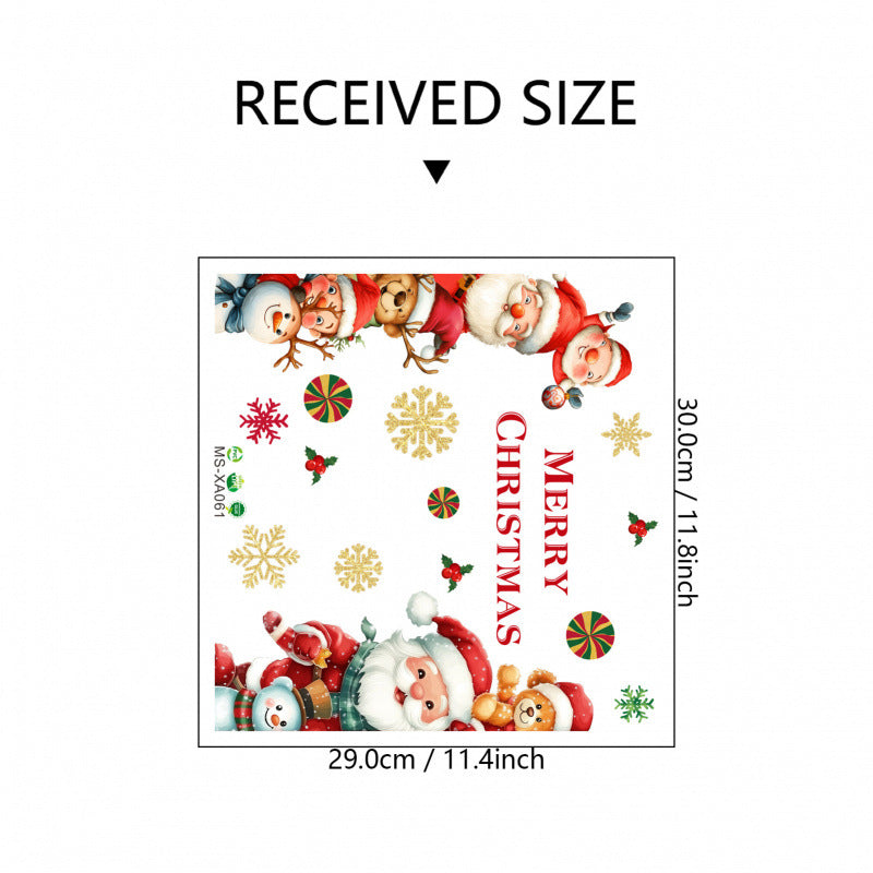 🎅 Large Cartoon Santa Claus Christmas Wall Stickers – Festive Reindeer & Christmas Tree Design 🎄✨ 30*30cm XA061 Kawaii Stickers