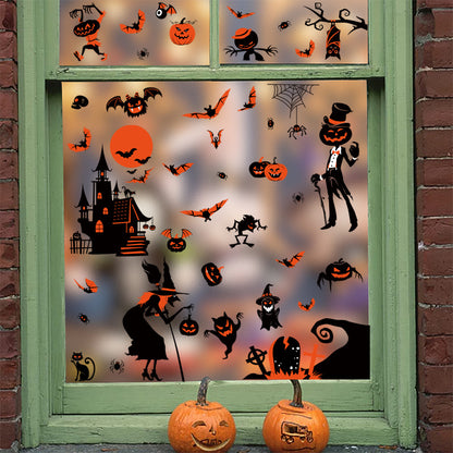 Halloween Window Stickers-Spooky Haunted Castle – Double-Sided Static Cling Ghost, Pumpkin & Zombie Glass Décor 👻🕸️ Kawaii Stickers