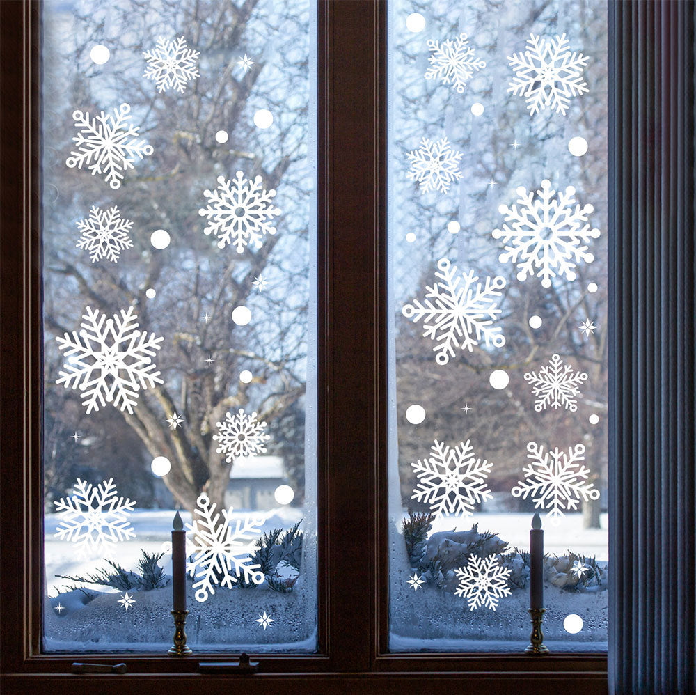 🎄 Christmas Snowflake Window Stickers – Static Cling Glass & Door Decor 🎅✨ Kawaii Stickers