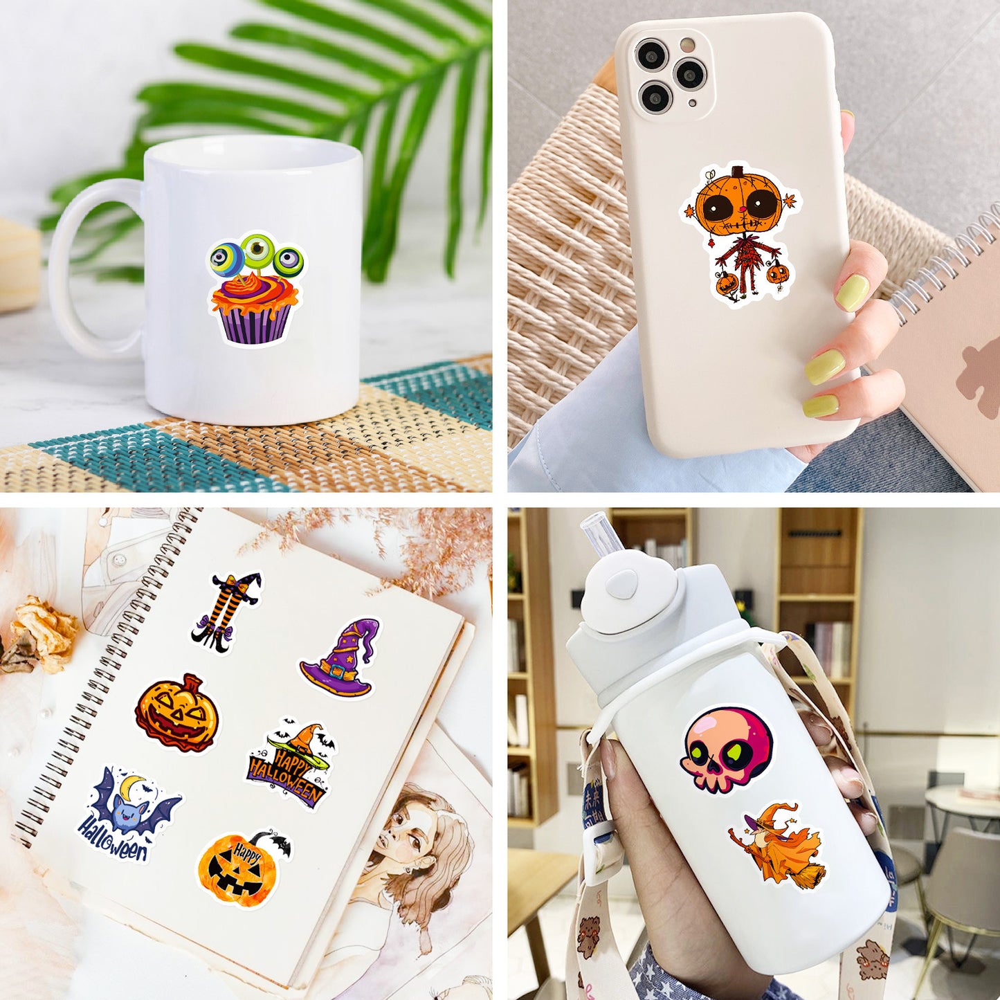 Halloween Stickers – 50pcs Green Hand & Spooky DIY Halloween Stickers
