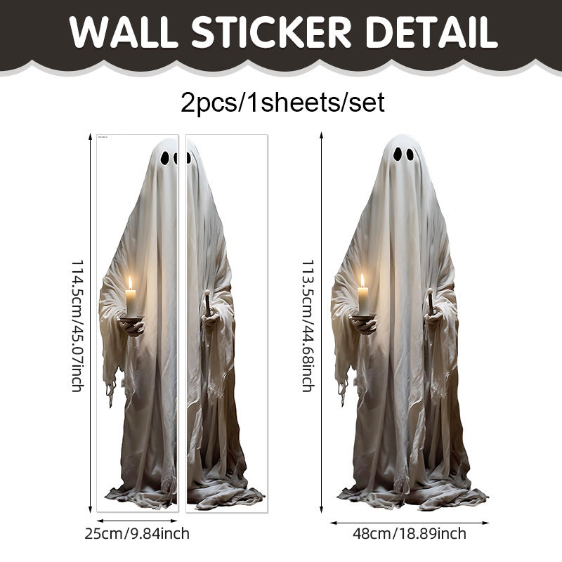 🎃 Halloween Stickers Ghost Witch Silhouette Party PVC Self-Adhesive Wall Decals 👻 Ghost Stickers E*1set Kawaii Stickers