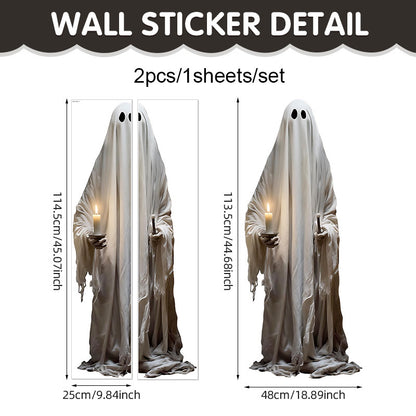 🎃 Halloween Stickers Ghost Witch Silhouette Party PVC Self-Adhesive Wall Decals 👻 Ghost Stickers E*1set Kawaii Stickers