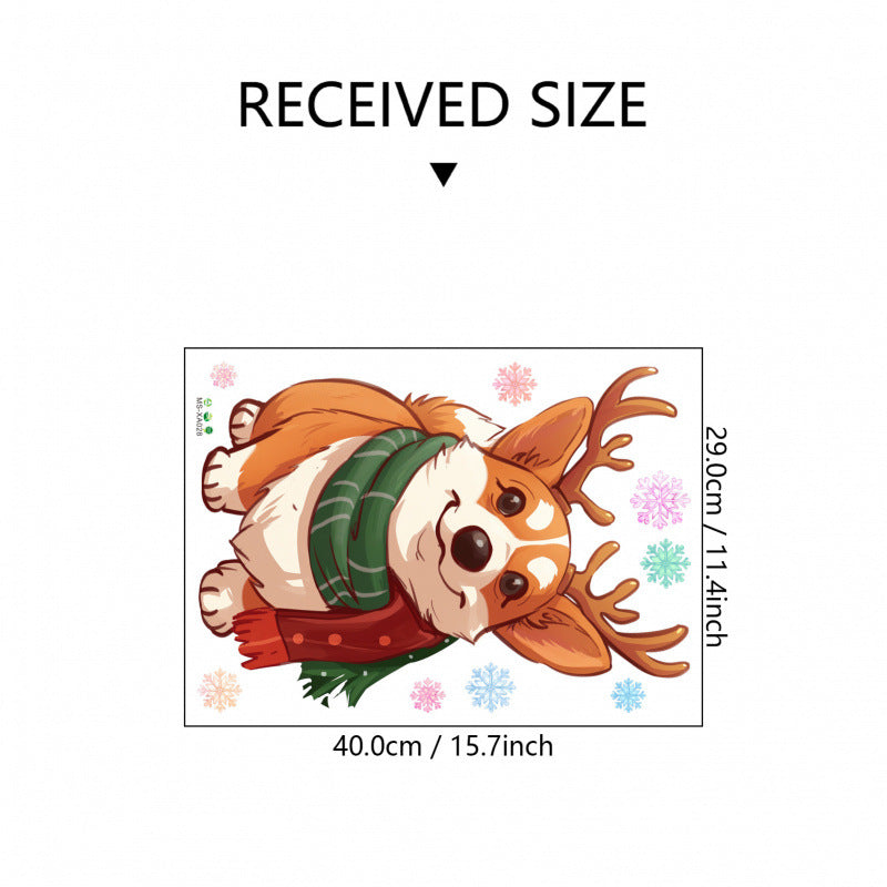 🎅 Large Cartoon Santa Claus Christmas Wall Stickers – Festive Reindeer & Christmas Tree Design 🎄✨ 30*40cm XA028 Kawaii Stickers