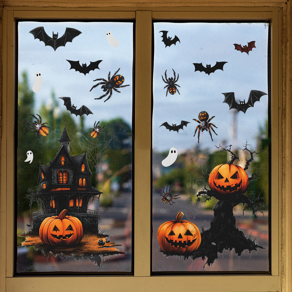 Halloween Cartoon Ghost Pumpkin Bat Static Window Stickers – No Glue 👻 Kawaii Stickers