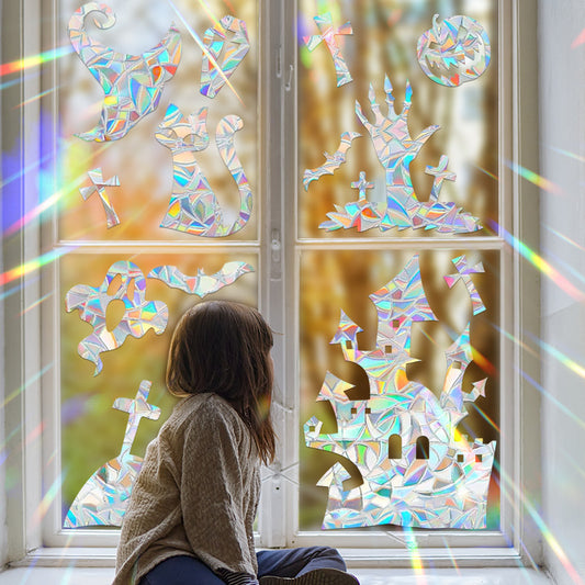 Halloween Stickers – Holographic Bat Suncatcher PVC Decals 🦇