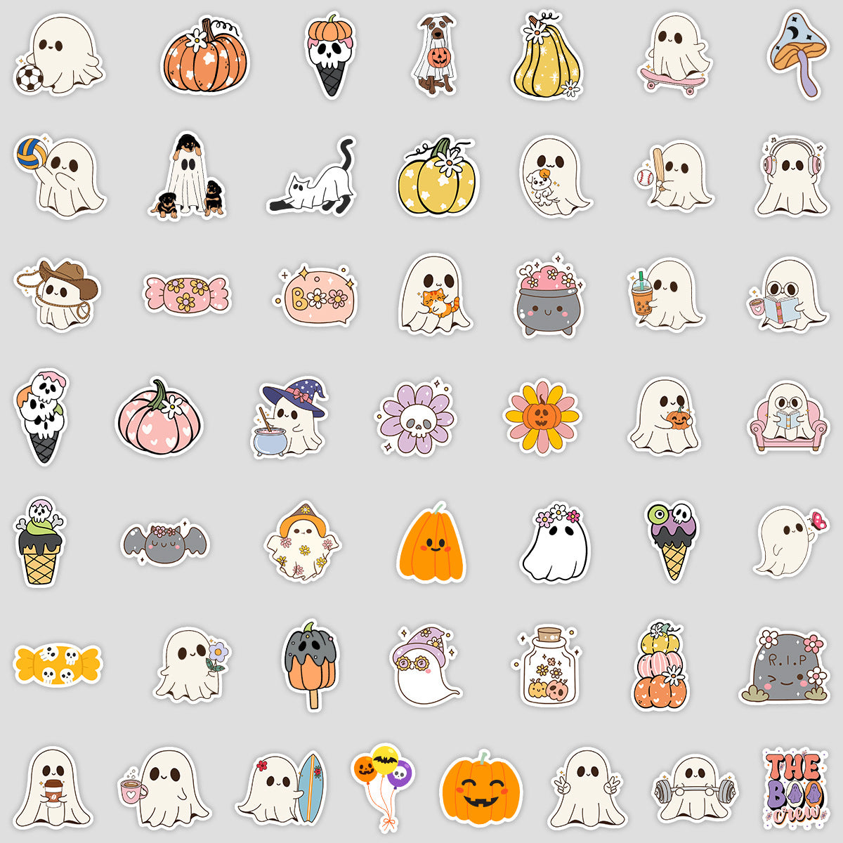 Halloween Stickers 50pcs Funny Ghosts for DIY  Decor