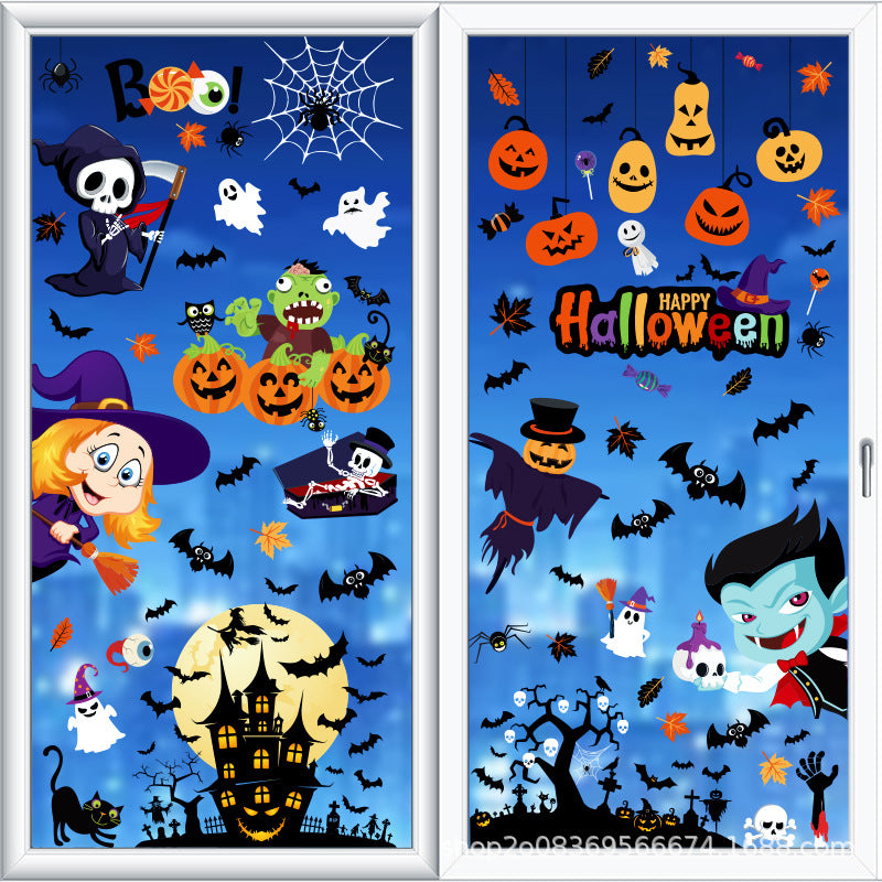 🎃 Halloween Window Stickers – Party Décor with Pumpkins, Spiders & Ghosts – Static-Cling Double-Sided Glass Decals for Windows, Doors & Walls Kawaii Stickers