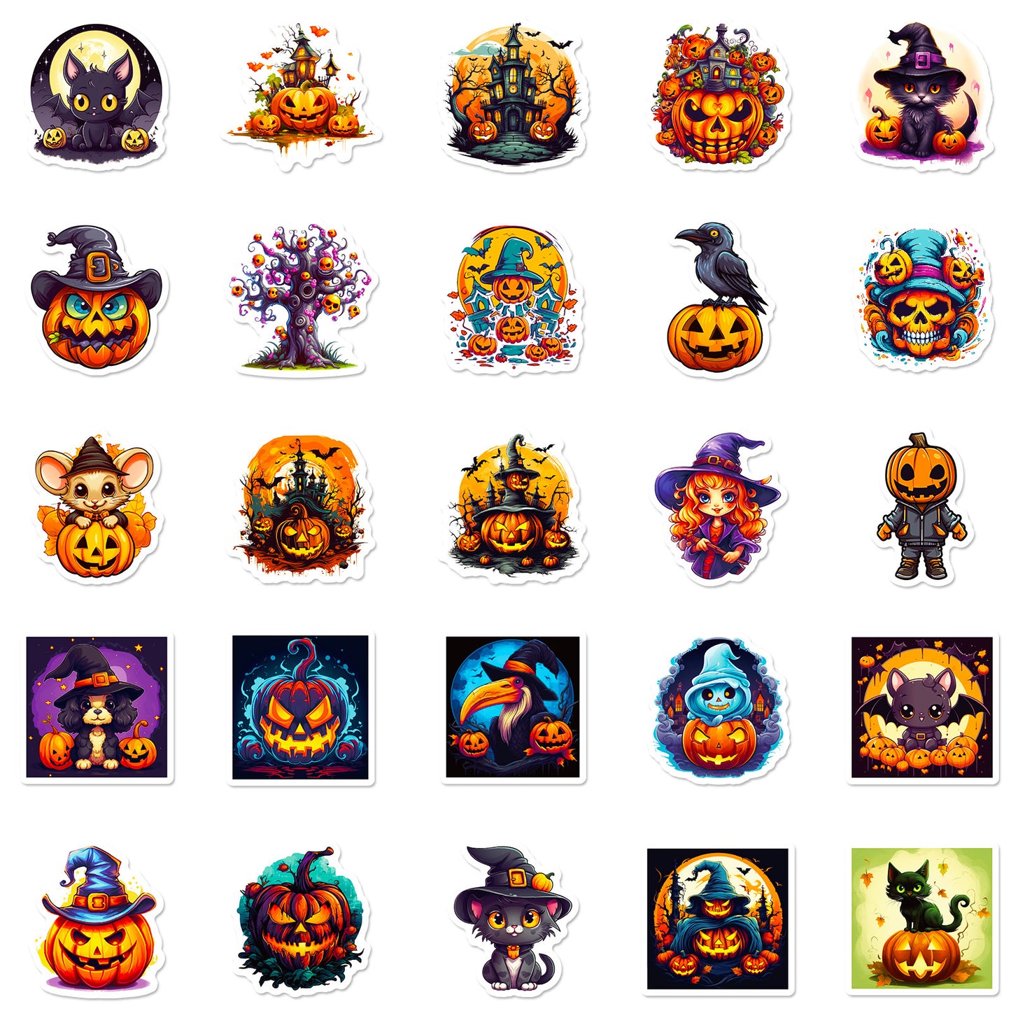 Halloween Stickers – 50pcs Pumpkin  Skull DIY Halloween Stickers