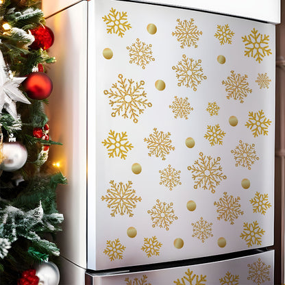🎄 Yellow Snowflake Window Stickers – Festive Christmas Static Cling Glass Decor ❄️✨ Kawaii Stickers