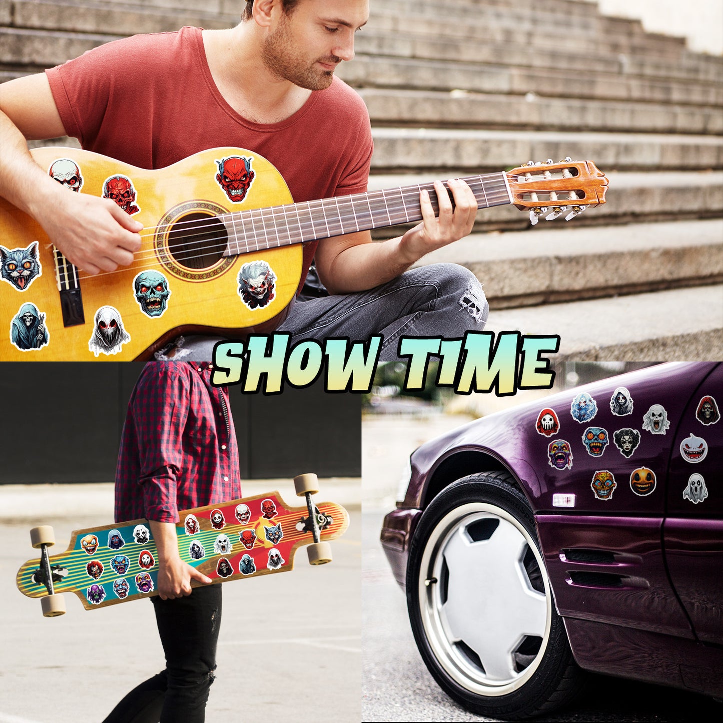 Halloween Stickers – 50pcs Scary Creepy Face DIY Stickers