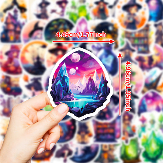 Halloween Stickers – 50pcs Magical Witch DIY Stickers
