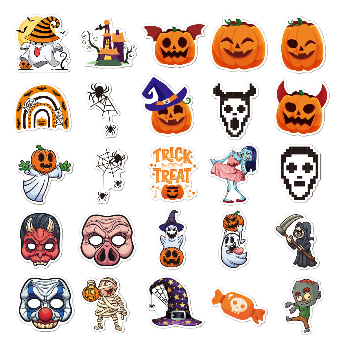 🕸️ Halloween Stickers Cartoon Graffiti Holographic Vinyl Set – 50PCS 🎃👻✨ Kawaii Stickers