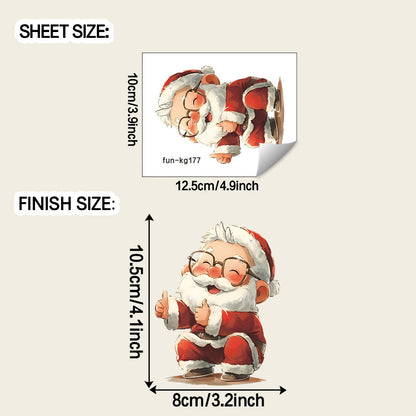 🎅 Thumbs-Up Santa Christmas Wall Stickers – Cute Self-Adhesive PVC Décor 🎄✨ 10*12.5CM Kawaii Stickers