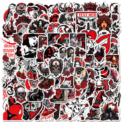 🎃 Halloween Stickers | 100 Gothic Red Waterproof Halloween Sticker Set