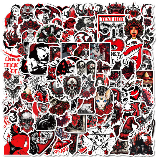 🎃 Halloween Stickers | 100 Gothic Red Waterproof Halloween Sticker Set