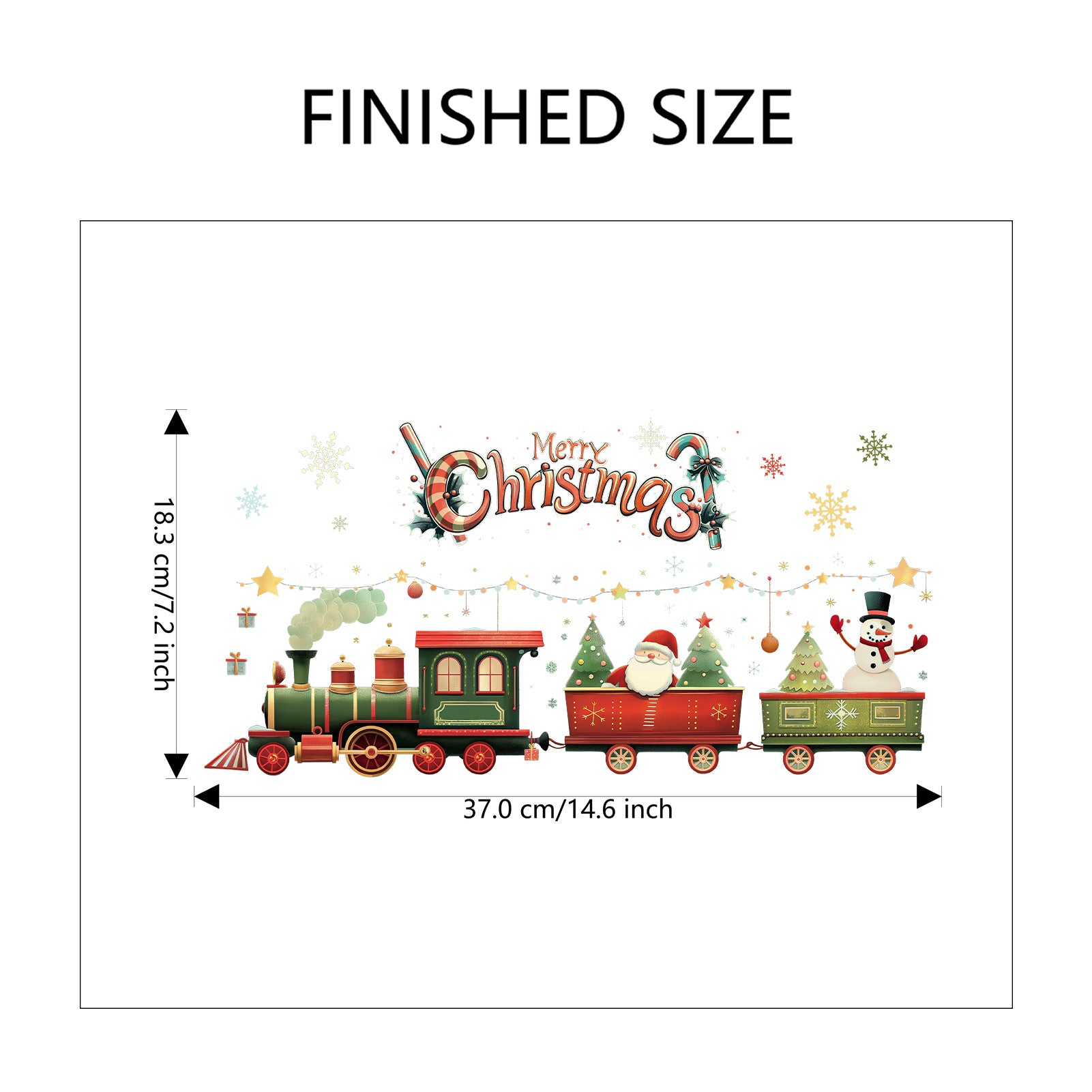 🎅 Large Cartoon Santa Claus Christmas Wall Stickers – Festive Reindeer & Christmas Tree Design 🎄✨ Kawaii Stickers