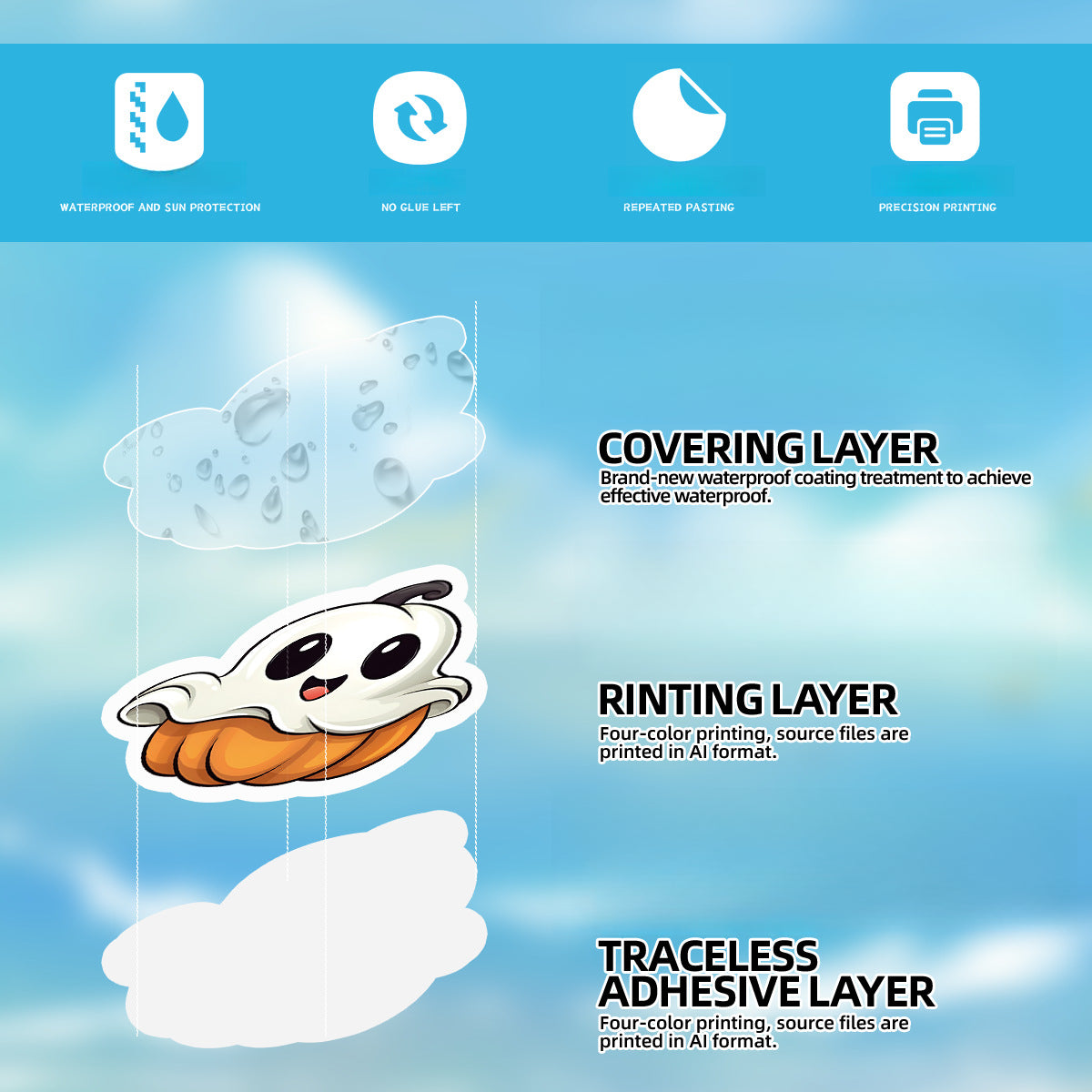 🎃 50pcs Cute Halloween Stickers – Ghost & Pumpkin Waterproof Vinyl Decals for Laptop, Skateboard, Water Bottle Kawaii Stickers