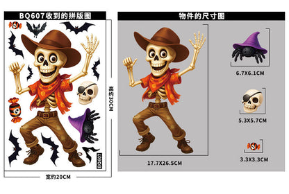 💀 Halloween Skull & Pumpkin Glass Window Stickers – Spooky Fun Decor 🎃 Kawaii Stickers