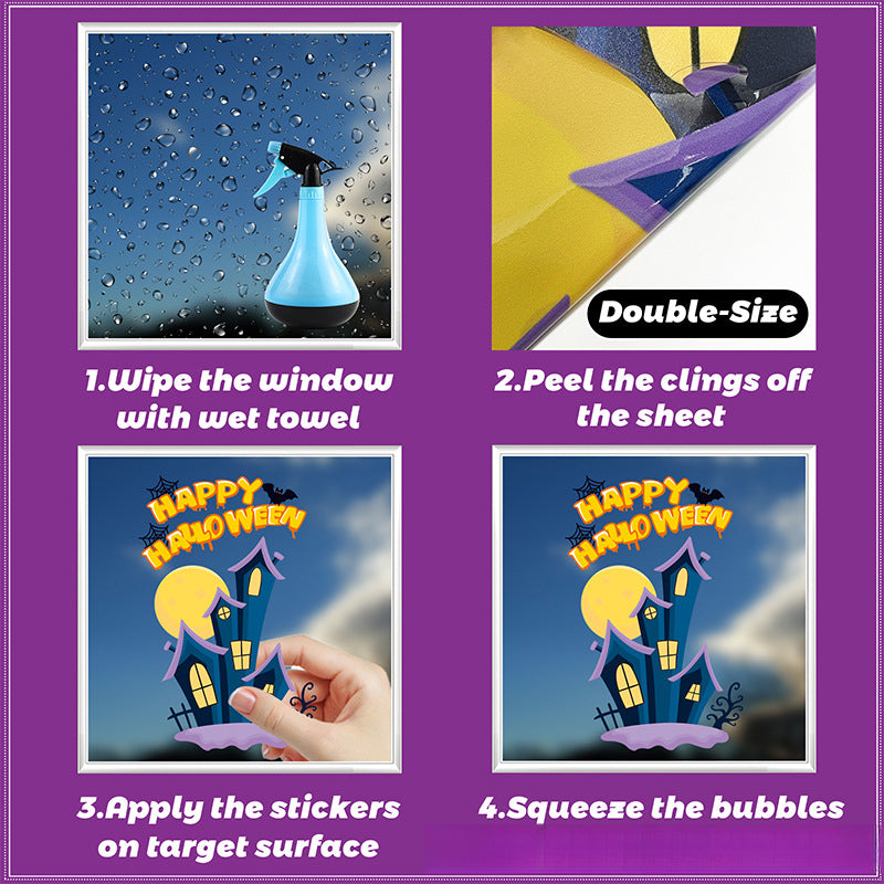 Spooktacular Halloween Window Stickers – Double-Sided Static Cling Décor for Glass Doors & Windows 👻🕷️ Kawaii Stickers