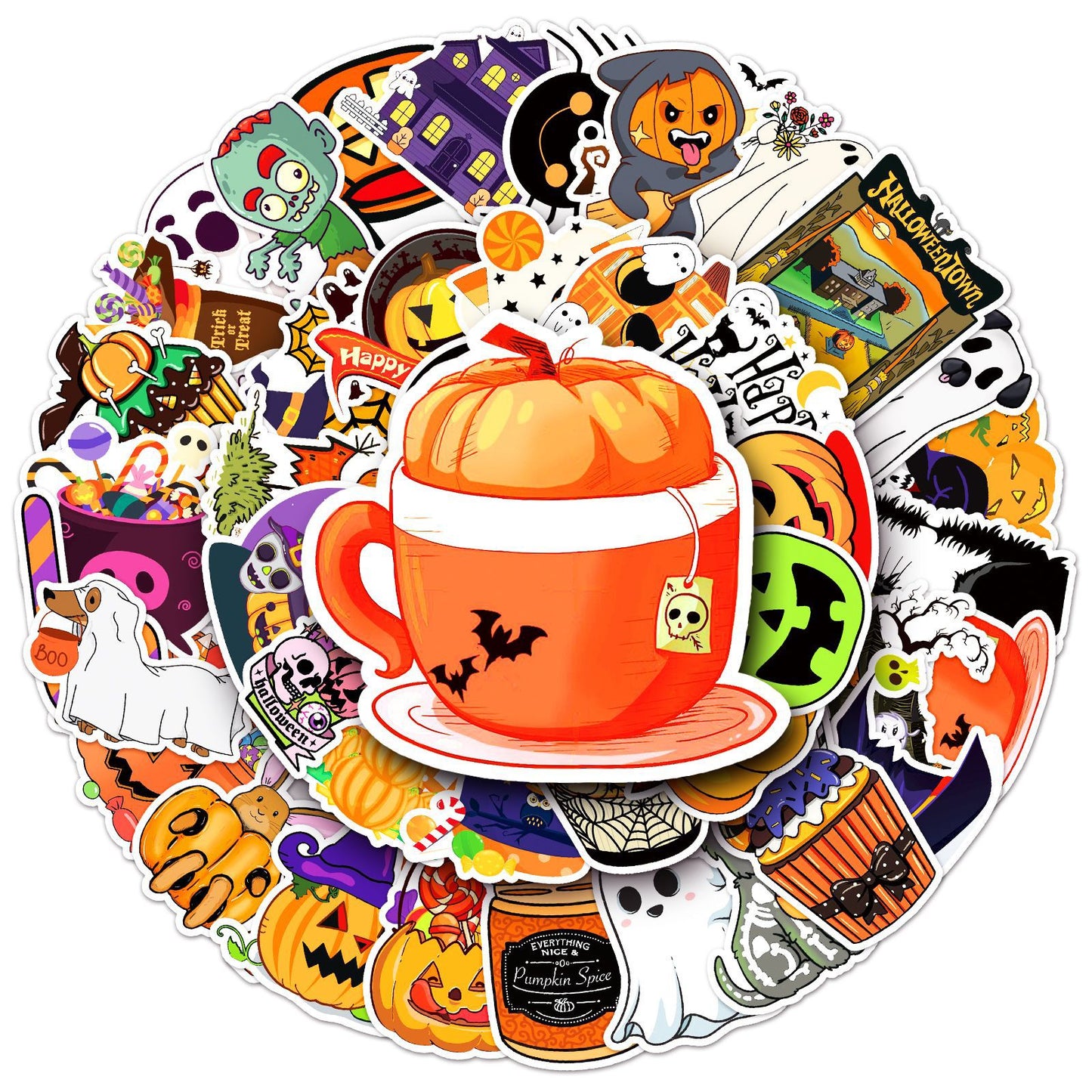 🎃 Halloween Stickers – 50PCS Waterproof Cartoon Graffiti Set for Kids & Adults 👻✨ Kawaii Stickers