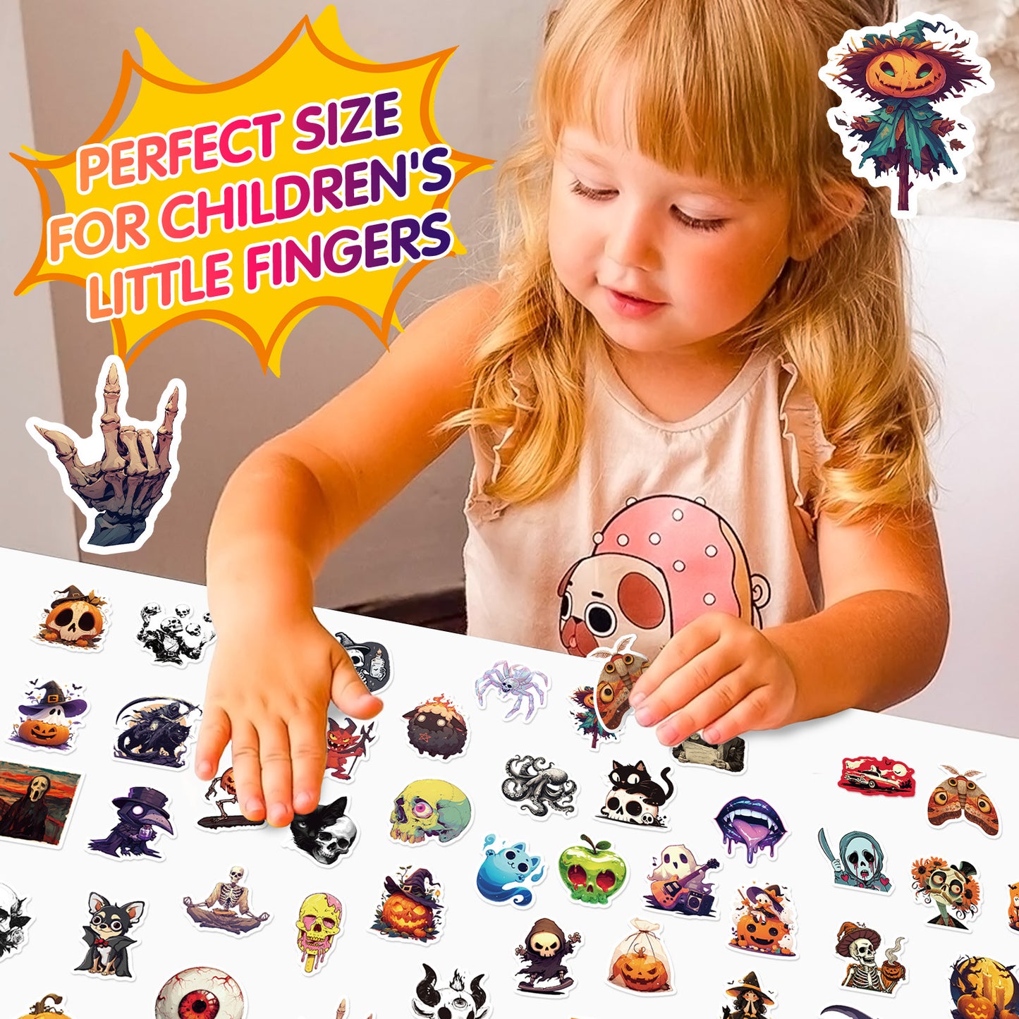 🎃 50 Halloween Stickers – Skulls, Pumpkins, Witches, Grim Reapers & Black Cats 🖤 Kawaii Stickers