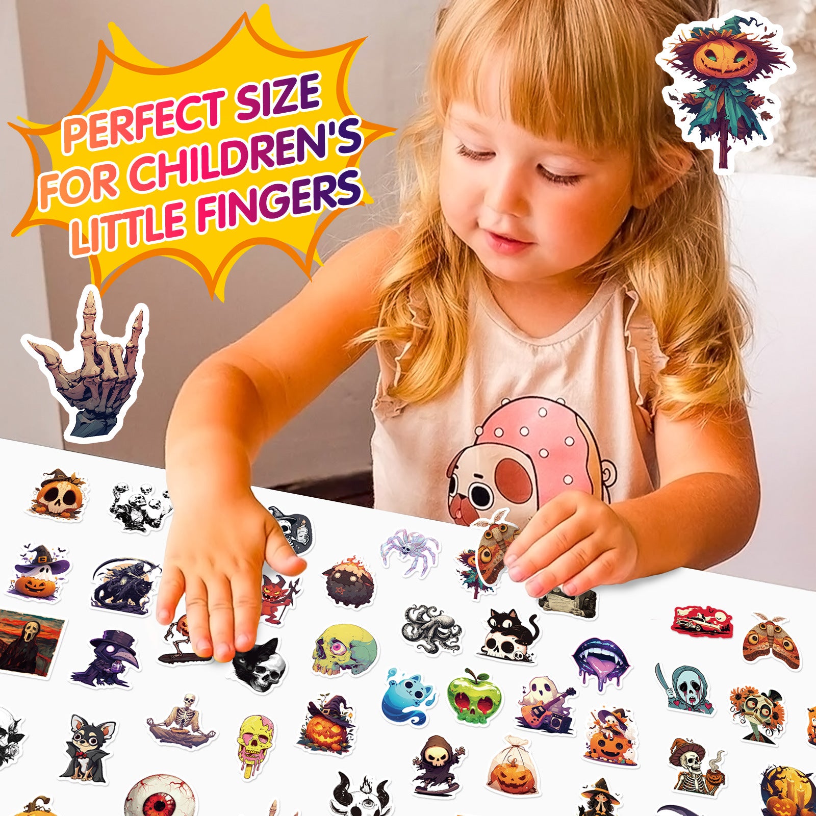 🎃 50 Halloween Stickers – Skulls, Pumpkins, Witches, Grim Reapers & Black Cats 🖤 Kawaii Stickers