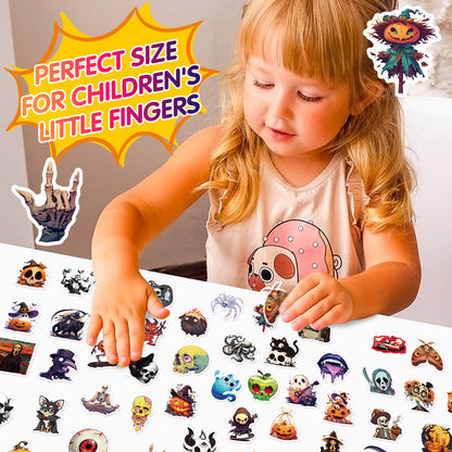 🎃 50 Halloween Stickers – Skulls, Pumpkins, Witches, Grim Reapers & Black Cats 🖤 Kawaii Stickers