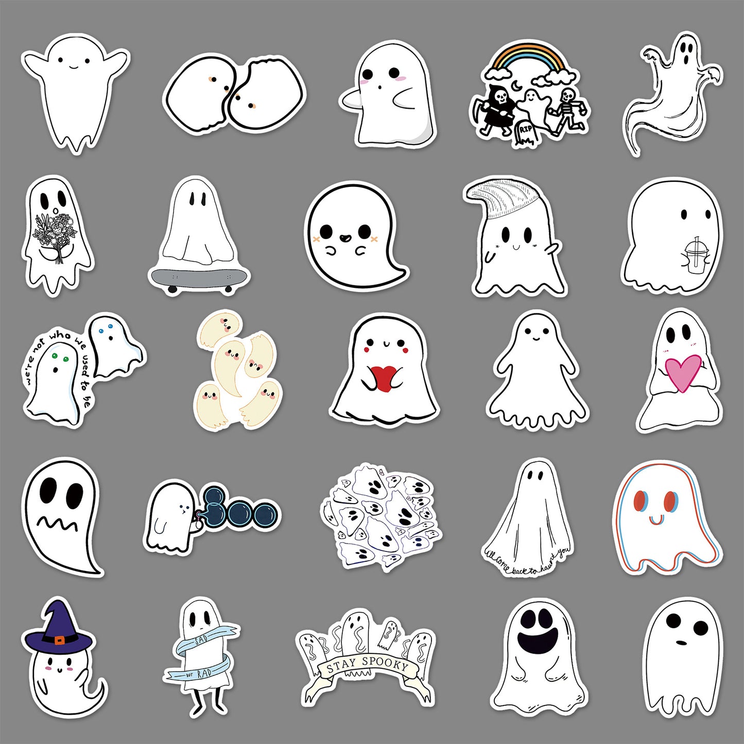 Halloween Stickers – Adorable Ghost Decals for Spooky Fun(100pcs)