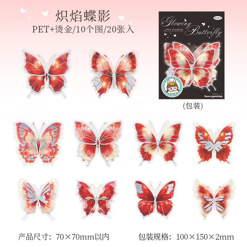 20pcs Butterfly stickers – Scrapbook & Craft Decoration – Kawaii Stickers Red butterfly stickers Kawaii Stickers